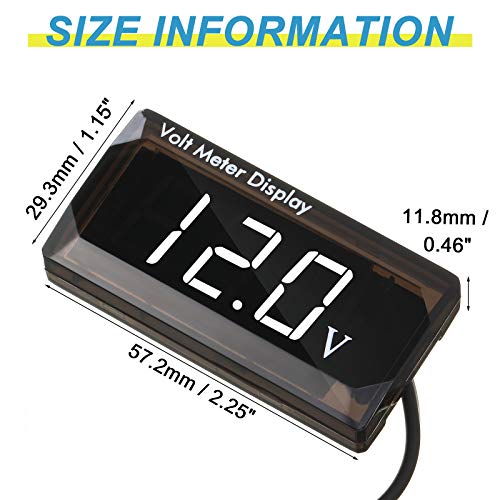 Frienda 2 Pack DC Digital Voltmeter 12V LED Voltage Gauge, White Light - color: White Light