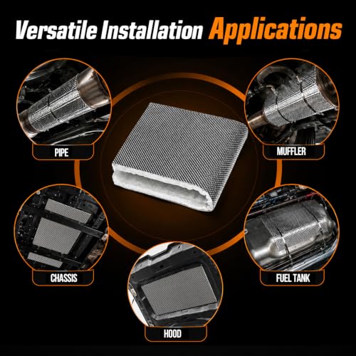 2 Pack Automotive Exhaust Heat Shield Wrap, 24"x12" Aluminum Heat Shield - size: 2PCS
