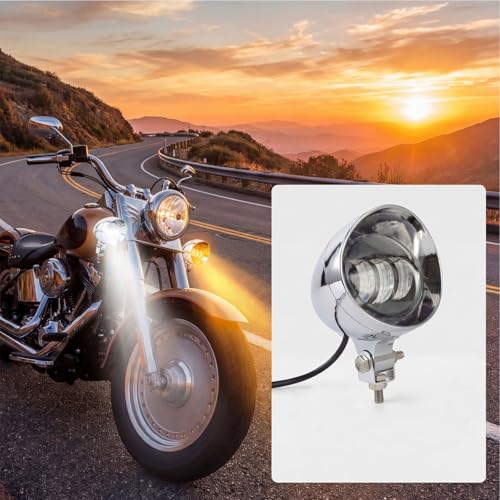 4.5 Inch 2 Pcs Chrome LED Motorcycle Fog Passing Lights - color: White-Yellow Lights