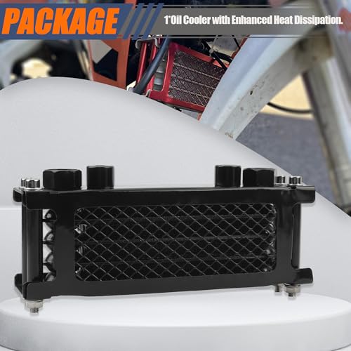Motorcycle Oil Cooler,Engine Cooling Radiator Compatible with 50cc 70cc 90cc 110cc 125cc 140cc ATV Go Kart Off Road-Black - color: Black
