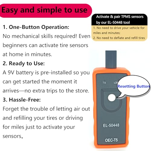 Chevy TPMS Relearn Tool Chevy TPMS Reset Tool for GM Vehicles with Battery - size: With Battery
