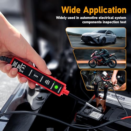 Power Circuit Probe Tester, 6-24V DC Automotive Test Light 12 Volt with 13 ft Leads Circuit Tester Breake Finder for Continuity Testing for Car SUV Truck - color: Red-B