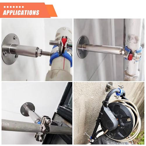 6PCS 304 Stainless Steel Wall Mount Ceiling Mount Pipe Supports,Suitable for OD Pipe 25-27mm,Adjustable Height 50-100mm,Adjustable Pipe Strap Clamp with Screws - color: Adjustable Height 50-100mm, style: 25-27mm