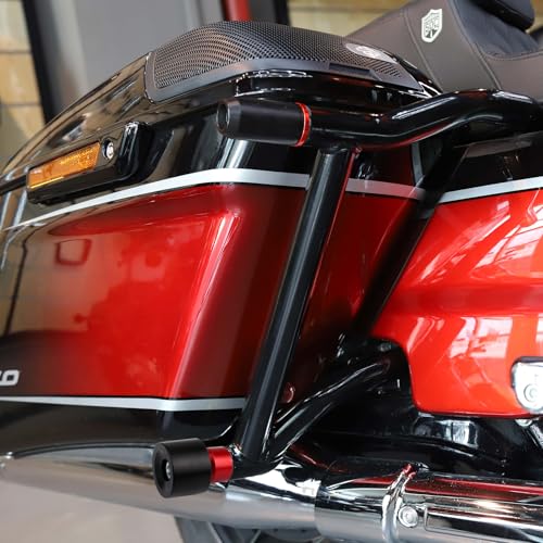 Rear Saddlebag Guard Crash Bar Bracket Kit Fit For Harley Touring Street Glide Road King Road Glide Electra Glide Ultra Limited CVO Black Motorcycle Bumpers 2009-2023 - size: 2009-2023 With End Sliders