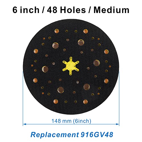 6 inch with 48 Holes Hook and Loop Backing Pad for Air Sander Polisher, 5/16"-24 Thread Max 13000RPM, Pack of 1 - color: Hook and Loop, size: 6 inch 5/16"-24 Thread with 48 holes