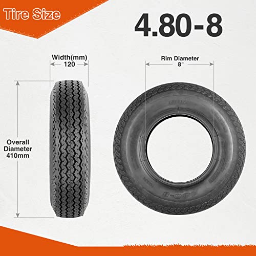 HALBERD 4.80-8 Trailer Tires 6PR, Load Range C, Set of 2, Tubeless