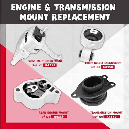 Engine Motor Mount Kit Compatible with 2007-2017 Altima 2.5L 4-Piece Set Replace OE A4339 A4340 A4350 A4353 11210-JA000 11220-JA000 11350-JA00A 11360-JA000 - size: 2007-2017 Altima 2.5L
