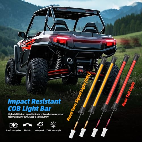 Roykaw UTV Turn Signal Kit with Horn, LED Blinker Kit, ATV Street Legal Kit with Pre-Wired, Universal Compatible with Polaris Ranger Sportsman, Kawasaki, Can-Am, CFMOTO, Arctic Cat, Plug and Play