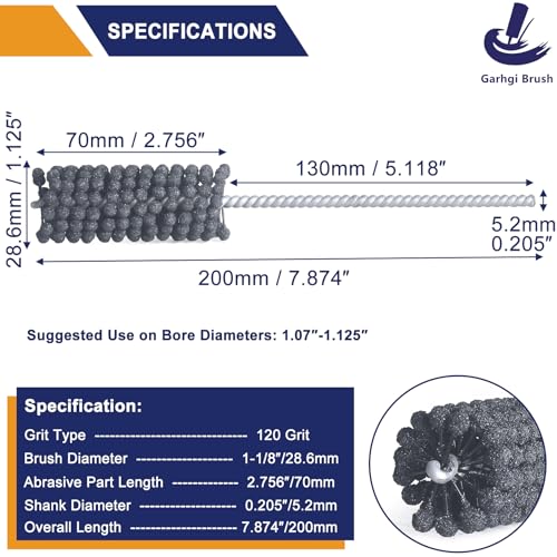 Garhgi 1-1/8"(28.6mm) Cylinder Hone with 120 Grit Silicon Carbide Ball - size: 1.125"(28.6mm), style: 120 Grit