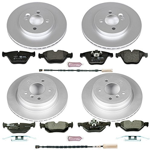 PowerStop Euro-Stop Fully Coated Front and Rear Brake Kit For BMW 328i xDrive 2011-13 - ECE-R90 Certified Brake Pads + Disc Rotor Upgrade, ESK6074