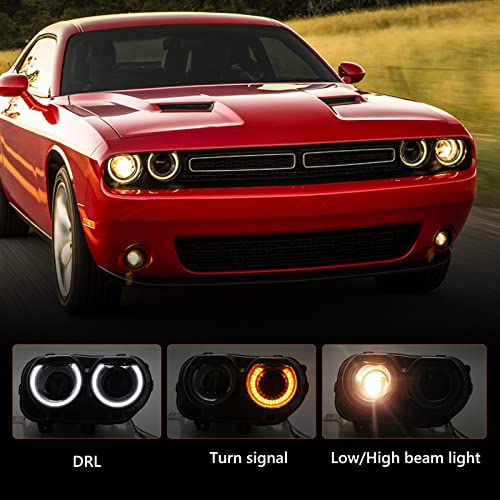 Halogen Headlight Compatible with Dodge Challenger 2015-2021 RH - color: Right Passenger Side
