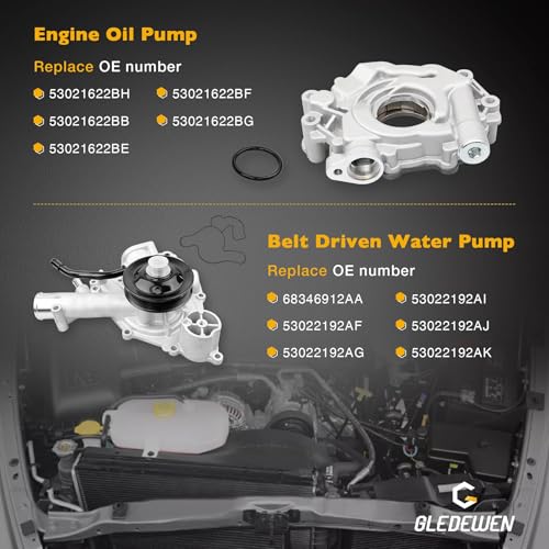 MDS 5.7L Hemi Camshaft Lifter Kit With Oil Pump Water Pump Set,Compatible with 2009-2010 Dodge Ram 1500 Durango Chrysler Aspen 2011-2015 Ram 1500,Replace# 53022263AF 5038684AA 53021622BH