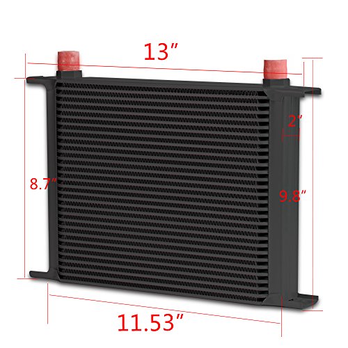 G-PLUS 30 Row 10AN Aluminum Universal Engine Transmission Oil Cooler Kit With 7" Fixed Engine Cooling Fan