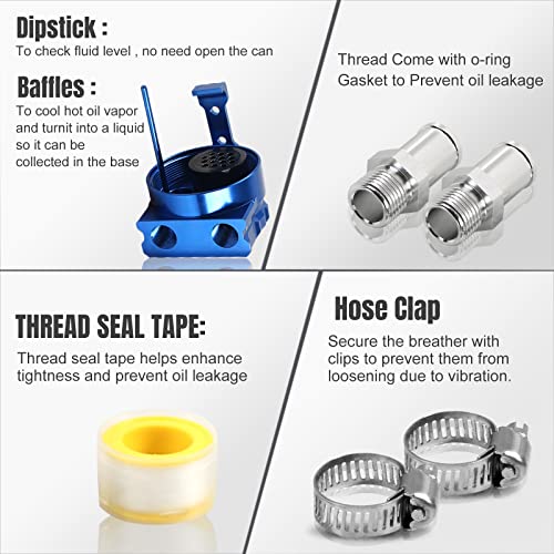 Thick Shell Baffled Oil Catch Can Coolant Fuel Catch Can Reservoir Kit - Blue - color: Blue