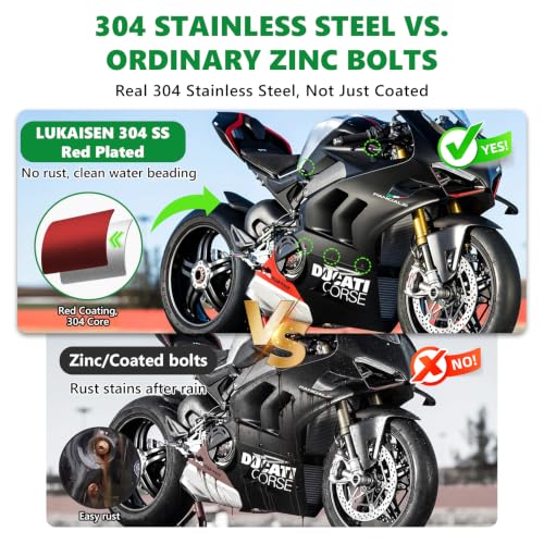 207PCS Motorcycle Fairing Bolt Kit, M5 M6 Stainless Steel Red - color: 207pcs Red