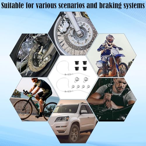 Penitue 2 Pack Universal Brake Bleeder Hose Kit with One-Way Check Valve, Motorcycle & Car Fluid Bleeding Tube Tool for Clutch and Brake System (Includes Metal Clips)