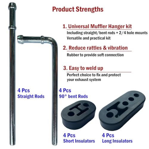 16Pcs 10mm Weld On Exhaust Hanger Kit Muffler Hanger With Rubber Insulator