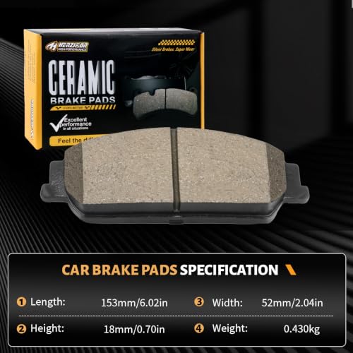 Ceramic Front Brake Pads Set Compatible with 2012 Chevrolet Caprice(PPV;6 Cylinders);2008-2009 Pontiac G8(Base/GT)(D1351) - color: HZ1351