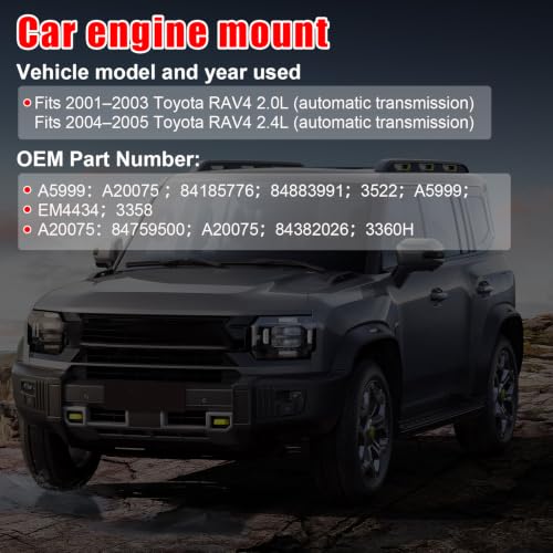 4pcs Engine Motor Mount Set Compatible with RAV4 2001–2003 2.0L - size: RAV4 2001–2003