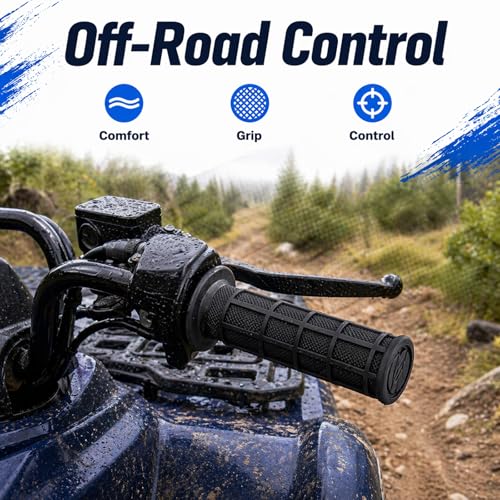 ATV Hand Grips 7/8" Soft Rubber Grip Compatible with ATV Arctic Cat Suzuki Yamaha Kawasaki Honda 400ex -Black