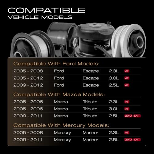 이스케이프 및 트리뷰트와 호환되는 엔진 모터 및 변속기 마운트 - size: 2007-2012 Escape 2.3L 2.5L 3.0L
