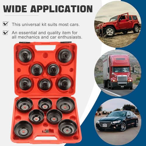 DASBET 15PCS Oil Filter Cap Wrench Tool