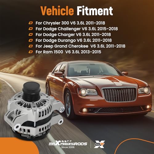 maXpeedingrods 180 Amp Alternator 3.6L for Jeep Grand Cherokee 2011-2020 - size: 11598N