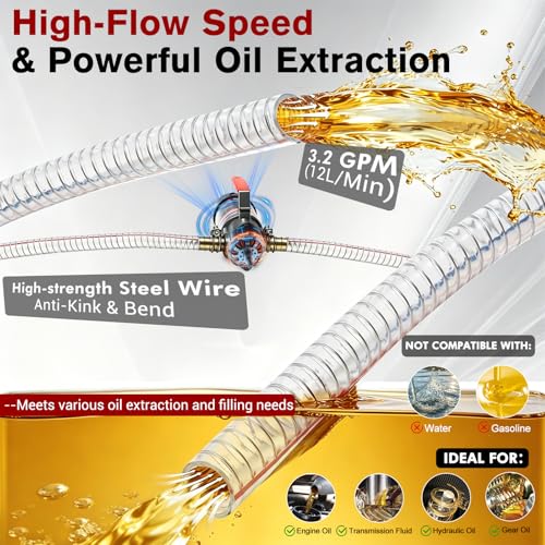 3.2GPM Oil Extractor Pump, DC 24V 100W Portable Electric Gear Oil Pump