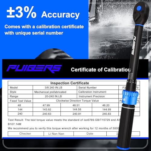 3/8" Drive Inch Pound Torque Wrench 20-240 in.lb, ±3% Accuracy, Dual-Direction 72-Tooth Small Torque Wrench Set with Extension Bar 3/8" Adapter for Bike Motorcycle Car Maintenance - size: 3/8" 20-240 in.lb - 4 Pcs