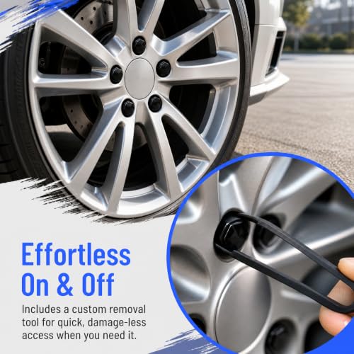 20PCS 21mm Hexagonal Lug Nut Covers, Rust-proof Wheel Bolt Protector Caps with Removal Tool Clips, Universal External Rim Nut Protection Fit for Most Car Truck SUV(Black) - size: 21mmBlack