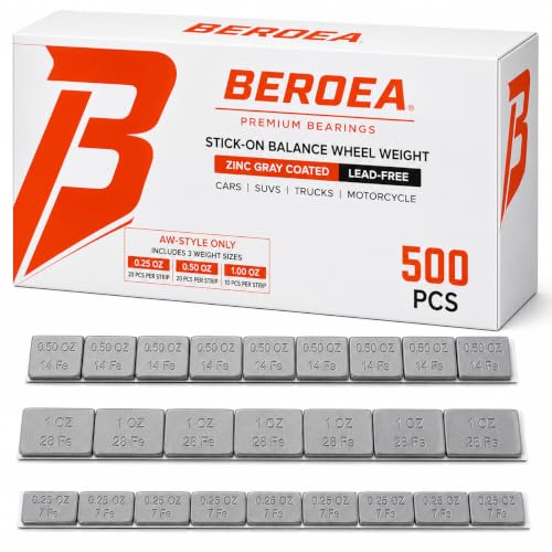 OCTOPUS BEROEA 500Pcs Zinc Gray Coated Stick-On Balance Wheel Weight Lead-Free Cars SUVs Trucks Motorcycle Wheel Balancers w/Wider and 3M Tape 1oz, 0.5oz, 0.25oz – 500 Pcs