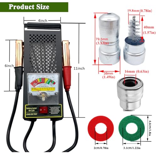 Car Alternator Tester 12V 6V with Voltmeter Alligator Clips, 2PCS Battery Terminal Cleaner, 4PCS Anti-Corrosion Fiber Washers for Car, RVs, Boats - color: Battery Tester+2 Terminal Cleaners+ 4 Washers
