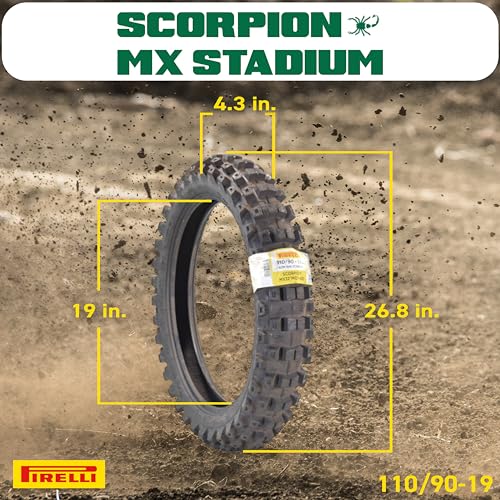 PIRELLI MID-Hard Stadium Tire with Keychain – Superior Off-Road Performance and Durability for Hard Terrain Riding - size: 110/90-19 NHS 62M