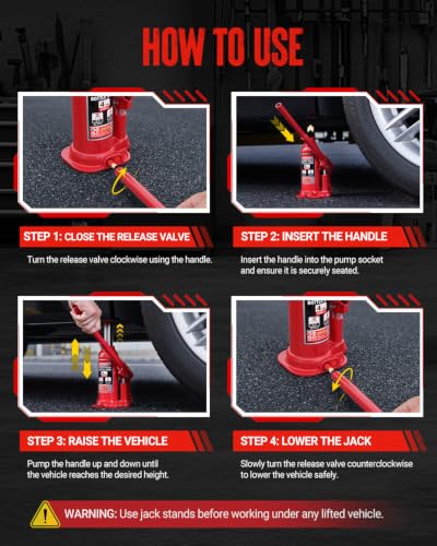 WORKPRO Bottle Jack, 4 Ton Heavy Duty Hydraulic Car Jack with Storage Case - size: 4 Ton (with Case)