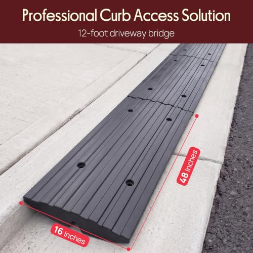Pyle Car Driveway Adjustable Curb Ramps - 3 Pack Heavy Duty Rubber Threshold Ramp Kit Set -For Loading Dock, Garage, Sidewalk, Truck, Scooter, Bike, Motorcycle & Wheelchair Mobility- PCRBDR23 - size: 3-Pack