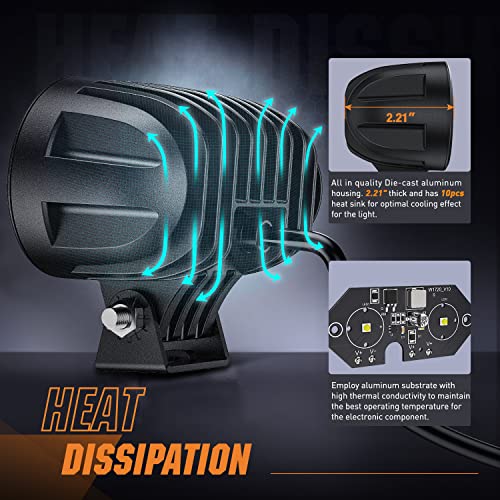 Nilight 2 PCS 4 Inch 2100LM Super Spotlight Motorcycle LED Pods - color: 2Pcs 20W 4Inch LED Spotlight w/16AWG Wiring Harness