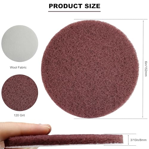 10 Pack 6 Inch 120 Grit Multipurpose Brown Scrubber Scouring Pads Flocking Scuff Pads -Hoop and Loop Scuff Pads Conditioning Discs Polishing Pad for Furniture Automotive Cleaning, Rust Removal - style: 120 Grit