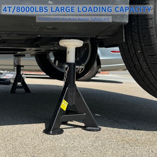 HKTE Low Profile Jack Stands, 8000 lb Each, Locking Pins, 2 Pack - color: JACK STANDS 8000LB LOW PROFILE