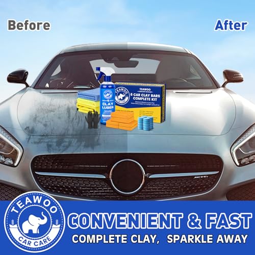TEAWOO Clay Bar Kit, Car Detailing Kit for Car Detailing Cleaning - size: 6 count