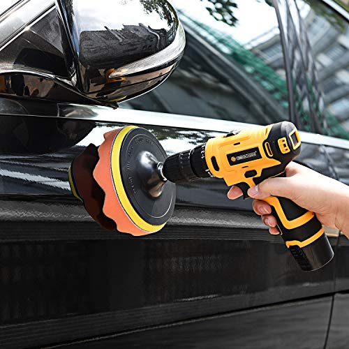 Kshineni 5 Inch(125 mm) Drill Polishing Pads 11 Pcs Car Polishers and Buffers Compound Buffing Kits Drill Attactment for Auto Polisher,Sanding,Waxing - size: 5Inch-11Pcs