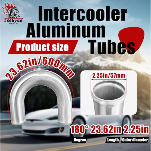 2.25" 57mm OD Aluminum Intercooler Pipe 180 Degree Elbow Aluminum Pipe 23.5in 600mm Length Intercooler Piping Air Intake Tube Aluminum Round Tube Wire Drawing Treatment Silver - color: 180 degree, size: OD: 2.25"(57mm) L: 23.62"(600mm)