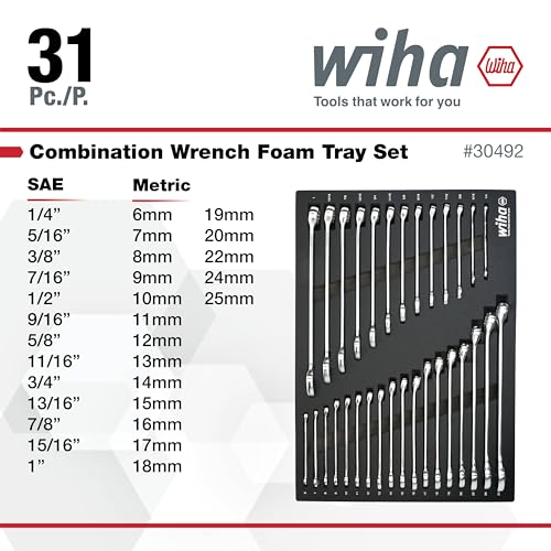Wiha 30492 31-Piece Combination Wrench Set, SAE and Metric