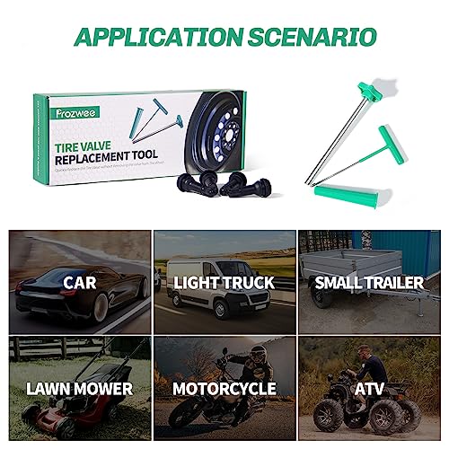 Valve Stem Quick Removal Tool Kit,Non-Dismount Tire Replacement - size: 1SET Tool & 4PCS TR413 Valve Stems