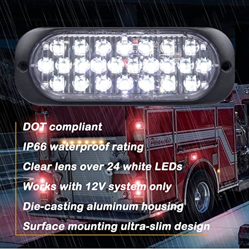 Pack of 2 Aluminum Housing 24 White LED Trailer Stop Brake Turn Tail Lights, DOT Compliant Waterproof Surface Mount Lighting for Truck Tractor Jeep RV - color: White, size: 5.5 INCH