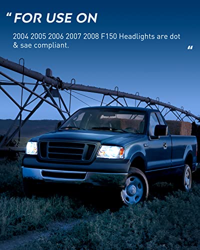 Nilight 2004 2005 2006 2007 2008 F150 Headlights, headlight assembly for 2006 Lincoln Mark LT Chrome Housing Amber Reflector,Headlight Assembly Replacement kit - color: Chrome Housing+ Amber Reflector