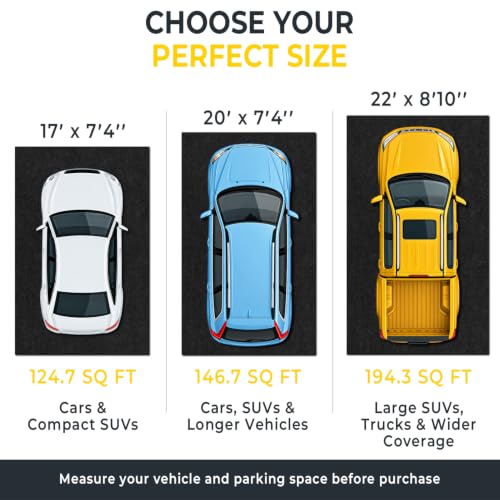 20' x 7'4" Garage Floor Mats - All-Weather Garage Floor Mats for Under Car, Absorbent Oil Spill Mat, Anti-Slip Garage Carpet, Reusable Garage Mats with Waterproof Backing, Garage Car Mat & Floor Rug - size: 7'4" x 20' (Rectangular)