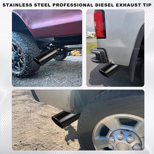 Mupera Universal 3 Inch Inlet Exhaust Tip, 4" Outlet, 12" Long - size: 3" Inlet 4" Outlet 12" Length Black