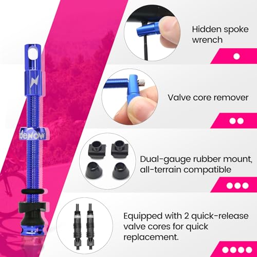 RideNow 65 mm Tubeless Presta Valve Stems, Ultralight Alloy, Blue, Pair - color: Blue, size: 65mm