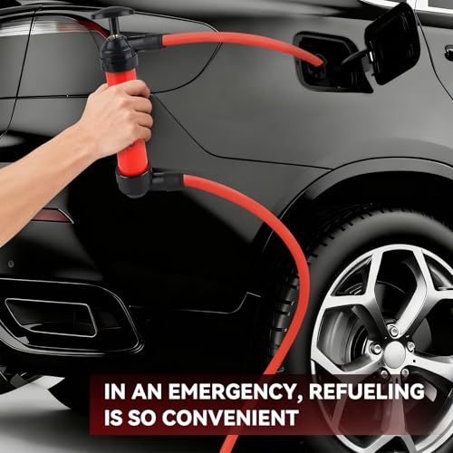 ZUFECY Multi-Function Siphon Pump Kit - Hand-Operated Fuel Transfer Pump with 39.4Inch Hose, for Gasoline, Oil, Water, Air & Inflation, Car and Home Emergency Use