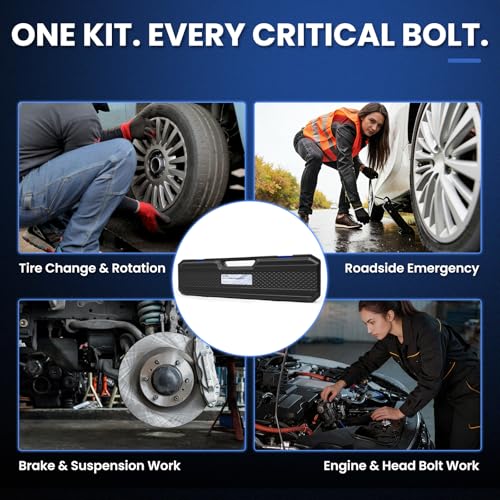 13-Piece 1/2” Drive Torque Wrench & Socket Set, 30-270 FT-LB (40-366 Nm), with Breaker Bar & Extensions, Complete Kit for Tire Repair, Car & Truck Maintenance - Gift for Dad, Husband - size: 13PCS Set